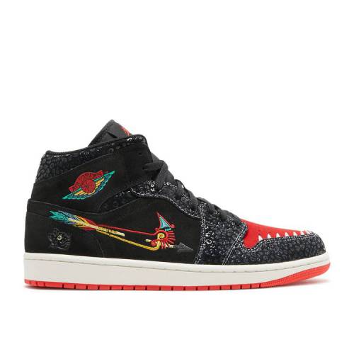 【 AIR JORDAN JORDAN 1 MID SE 'SIEMPRE FAMILIA' / BLACK SAIL ROMA GREEN CHILE RED 】 ナイキ ミッド 黒色 ブラック ローマ 緑 グリーン 赤 レッド エアジョーダン スニーカー メンズ