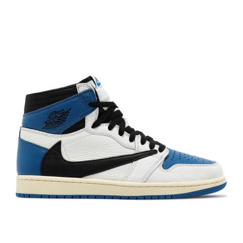 【 AIR JORDAN FRAGMENT DESIGN X TRAVIS SCOTT JORDAN 1 RETRO HIGH / SAIL BLACK MILITARY BLUE SHY 】 ナイキ ハイ 黒色 ブラック 青色 ブルー エアジョーダン トラヴィススコット スニーカー メンズ|スニケス