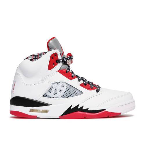 【 AIR JORDAN JORDAN 5 RETRO \u0027QUAI 54\u0027 2021 / WHITE UNIVERSITY RED BLACK 】 ナイキ 白いこと 白いこと 赤 赤いこと 黒いこと 黒いこと エアジョーダン スニーカー メンズ