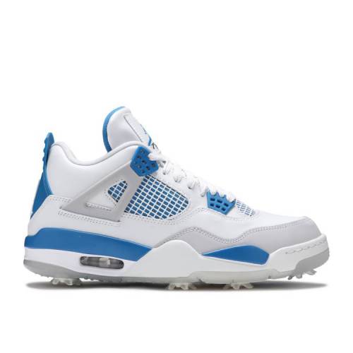 【 AIR JORDAN JORDAN 4 GOLF 'MILITARY BLUE' / WHITE NEUTRAL GREY BLACK 】 ナイキ ゴルフ 白色 ホワイト 灰色 グレー 黒色 ブラック エアジョーダン スニーカー メンズ