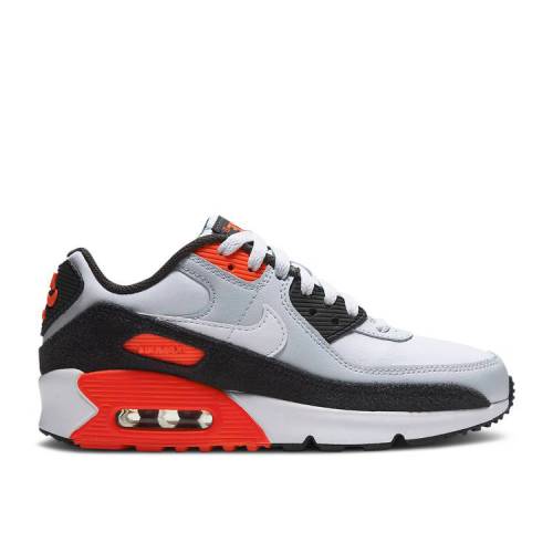 【 NIKE AIR MAX 90 LEATHER GS 'FOOTBALL GREY BRIGHT CRIMSON' / FOOTBALL GREY BRIGHT CRIMSON 】 マックス レザー 灰色 グレー クリムゾン エアマックス ジュニア キッズ ベビー マタニティ スニーカー ナイキ|スニケス