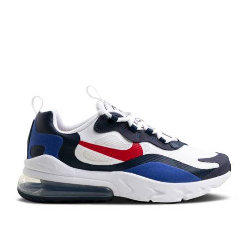 【 NIKE AIR MAX 270 REACT GS 'WHITE MIDNIGHT NAVY RED' / WHITE MIDNIGHT NAVY BRIGHT BLUE 】 マックス リアクト 紺色 ネイビー 白色 ホワイト 青色 ブルー エアマックス ジュニア キッズ ベビー マタニティ スニー｜スニケス