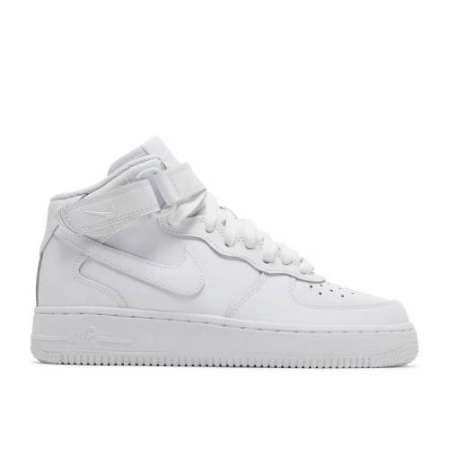 【 NIKE AIR FORCE 1 MID LE GS 'TRIPLE WHITE' / WHITE WHITE WHITE 】 ミッド 白色 ホワイト エアフォース ジュニア キッズ ベビー マタニティ スニーカー ナイキ