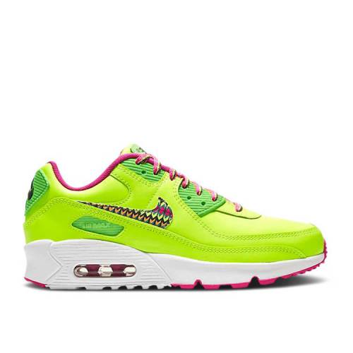 【 NIKE AIR MAX 90 LEATHER GS 'VOLT FIRE PINK' / VOLT FIRE PINK GREEN STRIKE 】 マックス レザー ファイア ピンク 緑 グリーン ストライク エアマックス ジュニア キッズ ベビー マタニティ スニーカー ナイキ|スニケス