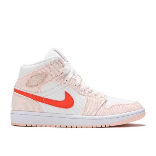 【 AIR JORDAN WMNS JORDAN 1 MID SE \u0027CORDUROY\u0027 / SAIL ORANGE QUARTZ WHITE ORANGE 】 ナイキ ミッド 橙 オレンジ色 白いこと 白いこと エアジョーダン スニーカー レディース