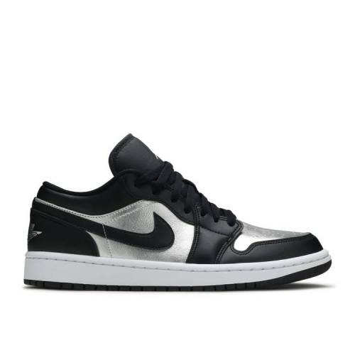 【 AIR JORDAN WMNS JORDAN 1 LOW SE ILVER TOE / BLACK METALLIC SILVER WHITE 】 ナイキ 黒色 ブラック 銀色 シルバー 白色 ホワイト エアジョーダン スニーカー レディース