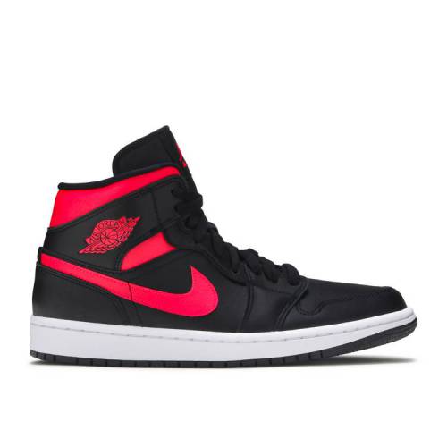【 AIR JORDAN WMNS JORDAN 1 MID 'SIREN RED' / BLACK WHITE SIREN RED 】 ナイキ ミッド 黒色 ブラック 白色 ホワイト 赤 レッド エアジョーダン スニーカー レディース｜スニケス