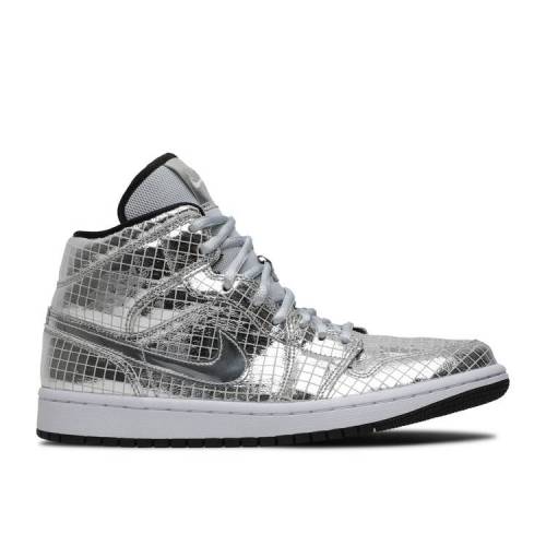 【 AIR JORDAN WMNS JORDAN 1 MID 'DISCO BALL' / METALLIC SILVER WHITE 】 ナイキ ミッド 銀色 シルバー 白色 ホワイト エアジョーダン スニーカー レディース|スニケス