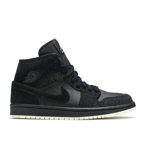 【 AIR JORDAN WMNS JORDAN 1 MID 'BLACK GLITTER' / BLACK BLACK WHITE 】 ナイキ ミッド 黒色 ブラック 白色 ホワイト エアジョーダン スニーカー レディース
