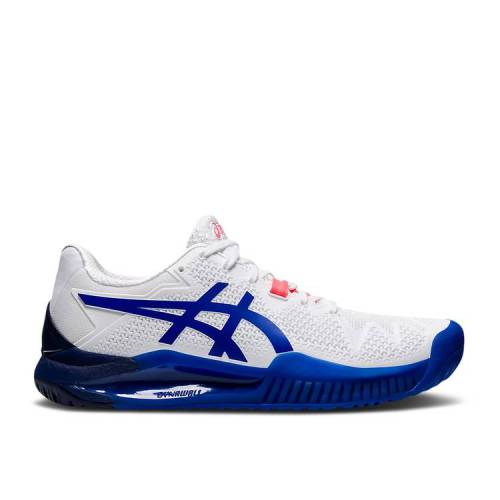 【 ASICS WMNS GEL RESOLUTION 8 \'WHITE LAPIS LAZULI BLUE\' / WHITE LAPIS LAZULI BLUE 】 白色 ホワイト 青色 ブルー スニーカー レディース アシックス|スニケス