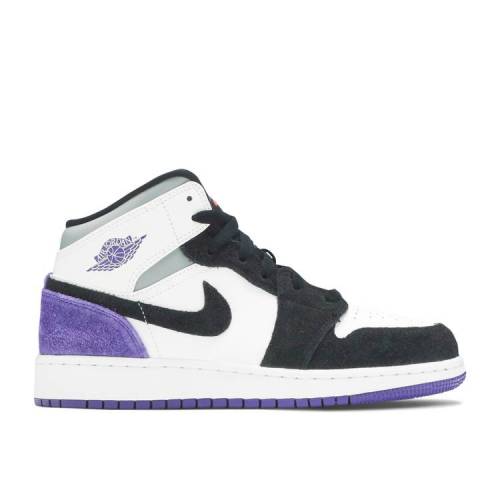 【 AIR JORDAN JORDAN 1 MID SE GS 'VARSITY PURPLE' / WHITE BLACK LIGHT SOLAR FLARE 】 ナイキ ミッド 白色 ホワイト 黒色 ブラック エアジョーダン ジュニア キッズ ベビー マタニティ スニーカー|スニケス