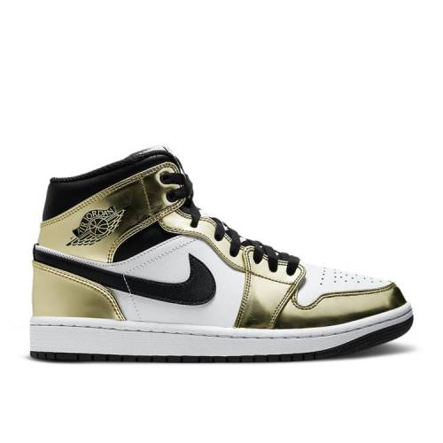 【 AIR JORDAN JORDAN 1 MID SE PS 'METALLIC GOLD' / METALLIC GOLD WHITE BLACK BLACK 】 ナイキ ミッド ゴールド 白色 ホワイト 黒色 ブラック エアジョーダン ジュニア キッズ ベビー マタニティ スニーカー｜スニケス