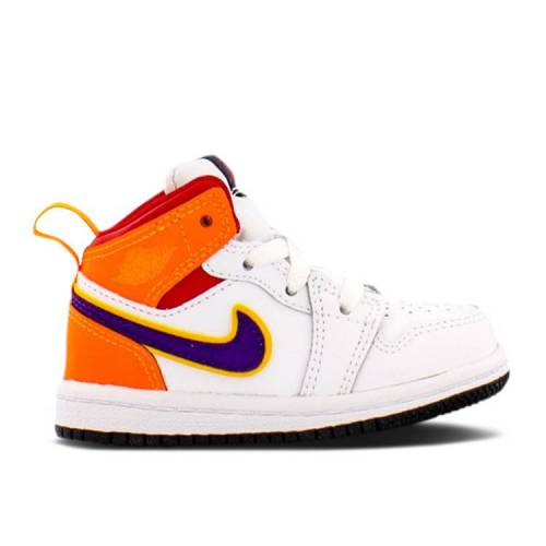 【 AIR JORDAN JORDAN 1 MID TD 'WHITE COURT PURPLE TEAL' / WHITE TOTAL ORANGE UNIVERSITY 】 ナイキ ミッド コート 紫 パープル 白色 ホワイト 橙 オレンジ エアジョーダン ベビー｜スニケス