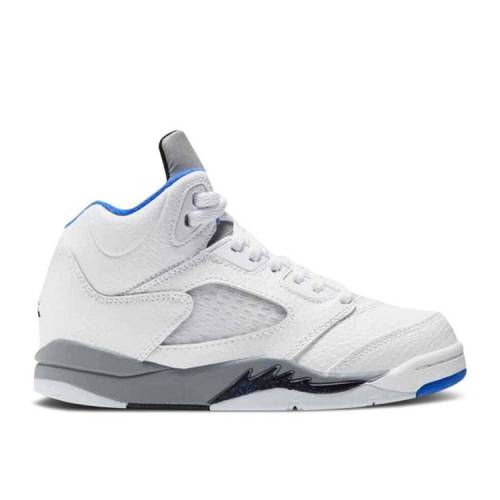 【 AIR JORDAN JORDAN 5 RETRO PS 'STEALTH 2.0' / WHITE STEALTH BLACK HYPER ROYAL 】 ナイキ 白色 ホワイト ステルス 黒色 ブラック エアジョーダン ジュニア キッズ ベビー マタニティ スニーカー|スニケス