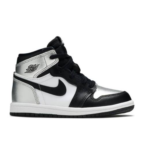 【 AIR JORDAN JORDAN 1 RETRO HIGH OG TD 'SILVER TOE' / BLACK METALLIC SILVER WHITE 】 ナイキ ハイ 黒色 ブラック 銀色 シルバー 白色 ホワイト エアジョーダン ベビー｜スニケス