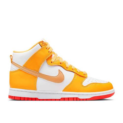 【 NIKE WMNS DUNK HIGH \u0027UNIVERSITY GOLD ORANGE\u0027 / ORANGE WHITE UNIVERSITY GOLD 】 ダンク ご機嫌 ゴールド 橙 オレンジ色 白いこと 白いこと ダンクハイ スニーカー レディース ナイキ