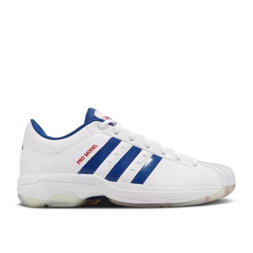 【 ADIDAS PRO MODEL 2G LOW 'WHITE ROYAL BLUE' / CLOUD WHITE ROYAL BLUE VIVID RED 】 アディダス プロ 白色 ホワイト 青色 ブルー 赤 レッド プロモデル スニーカー メンズ