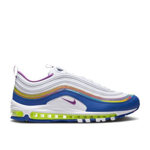 【 NIKE AIR MAX 97 \u0027EASTER\u0027 / WHITE WASHED CORAL HYPER BLUE 】 マックス 白いこと 白いこと 青味 青み エア湖マックス スニーカー メンズ ナイキ