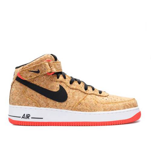 【 NIKE AIR FORCE 1 MID 'CORK' / NATURAL BLACK BRIGHT CRIMSON 】 ミッド ナチュラル 黒色 ブラック クリムゾン エアフォース スニーカー メンズ ナイキ|スニケス