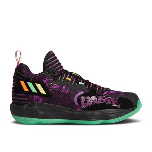 【 ADIDAS DAME 7 EXTPLY 'HALLOWEEN' / CORE BLACK SCREAMING GREEN 】 アディダス コア 黒色 ブラック 緑 グリーン スニーカー メンズ|スニケス