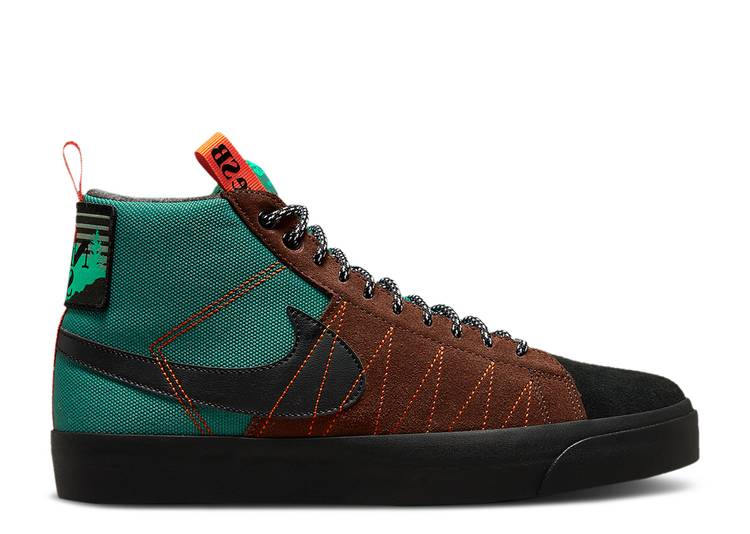 【 NIKE BLAZER MID PREMIUM SB 'ACCLIMATE PACK - NOBLE GREEN' / NOBLE GREEN WHITE SAFETY ORANGE 】 ブレイザー ミッド プレミアム エスビー 緑 グリーン 白色 ホワイト 橙 オレンジ スニーカー メンズ ナイキ｜スニケス