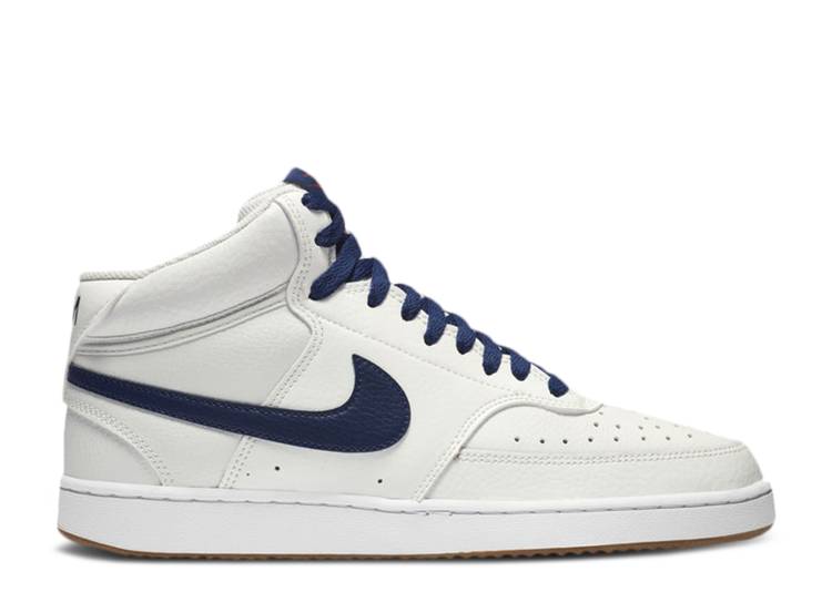 【 NIKE COURT VISION MID \u0027SUMMIT WHITE BLUE VOID\u0027 / SUMMIT WHITE FIREWOOD ORANGE 】 厚地の外套 ミッド 白いこと 白いこと 青み 青色 橙 オレンジ色 スニーカー メンズ ナイキ