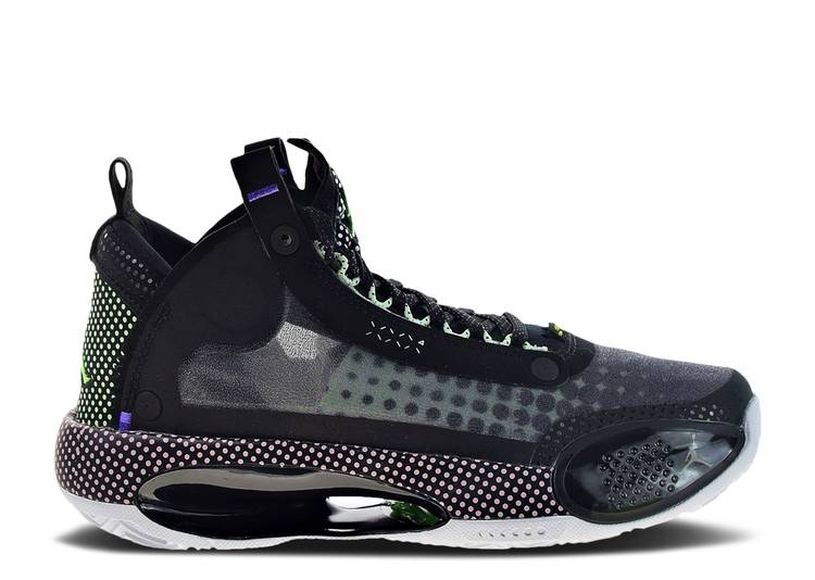 【 AIR JORDAN JORDAN 34 GS 'HALFTONE DOTS' / BLACK WHITE VAPOR GREEN 】 ナイキ 黒色 ブラック 白色 ホワイト 緑 グリーン エアジョーダン ジュニア キッズ ベビー マタニティ スニーカー|スニケス