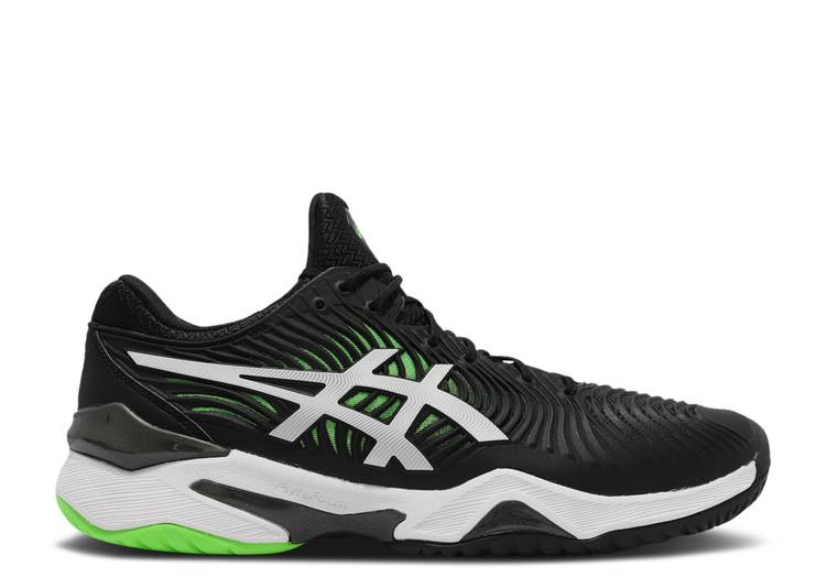 【 ASICS COURT FF 2 \u0027BLACK GREEN GECKO\u0027 / BLACK GREEN GECKO 】 厚地の外套 緑 緑であること 黒いこと 黒いこと スニーカー メンズ アシックス