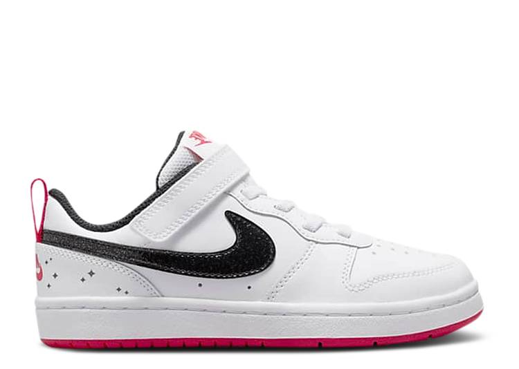 【 NIKE COURT BOROUGH LOW 2 SE PS 'WHITE VERY BERRY' / WHITE VERY BERRY BLACK 】 コート 白色 ホワイト 黒色 ブラック コートバーロウ ジュニア キッズ ベビー マタニティ スニーカー ナイキ｜スニケス