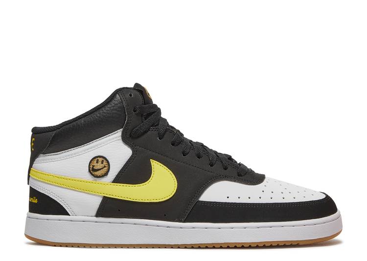 【 NIKE COURT VISION MID 'GO THE EXTRA SMILE' / BLACK WHITE GUM LIGHT BROWN 】 コート ミッド 黒色 ブラック 白色 ホワイト 茶色 ブラウン スニーカー メンズ ナイキ|スニケス