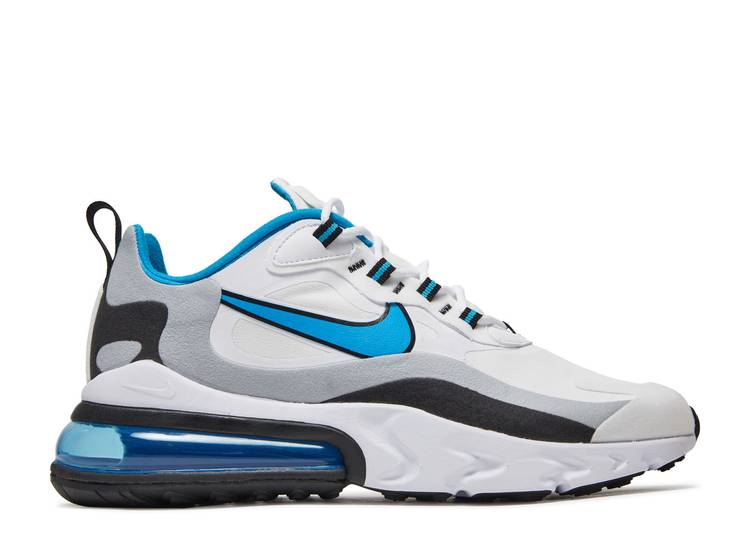 【 NIKE AIR MAX 270 REACT \u0027LIGHT BLUE\u0027 / WHITE LIGHT BLUE BLACK COOL GREY 】 マックス リアクト 白いこと 白いこと 青味 青み 黒いこと 黒いこと 冷やりとした 薄墨色 薄墨色 エア湖マックス スニーカー メンズ ナイキ