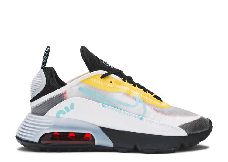 【 NIKE AIR MAX 2090 \u0027SPEED YELLOW AQUA\u0027 / WHITE BLEACHED AQUA BLACK SPEED 】 マックス 黄味がかった 黄色 白いこと 白いこと アクア 黒いこと 黒いこと 素早さ エア湖マックス スニーカー メンズ ナイキ