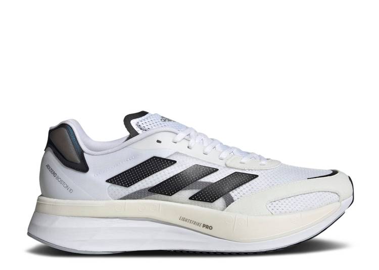 【 ADIDAS ADIZERO BOSTON 10 WHITE BLACK / CLOUD WHITE CORE BLACK SILVER 】 アディダス アディゼロ ボストン 白色 ホワイト コア 黒色 ブラック 銀色 シルバー スニーカー メンズ