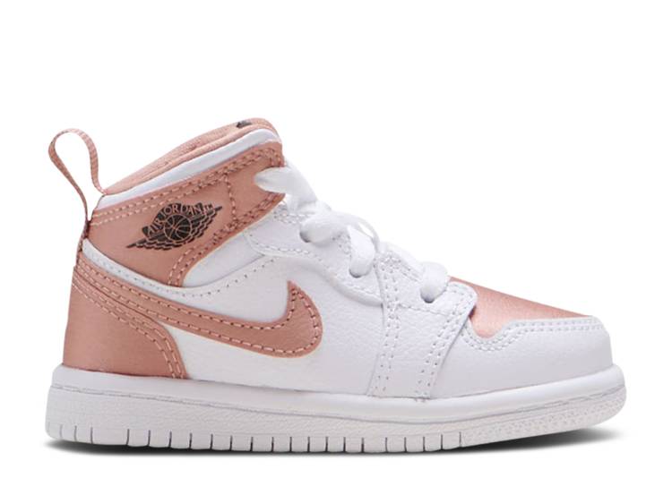 【 AIR JORDAN JORDAN 1 MID TD 'WHITE ROSE GOLD' / WHITE ROSE GOLD BLACK 】 ナイキ ミッド ローズ 白色 ホワイト ゴールド 黒色 ブラック エアジョーダン ベビー