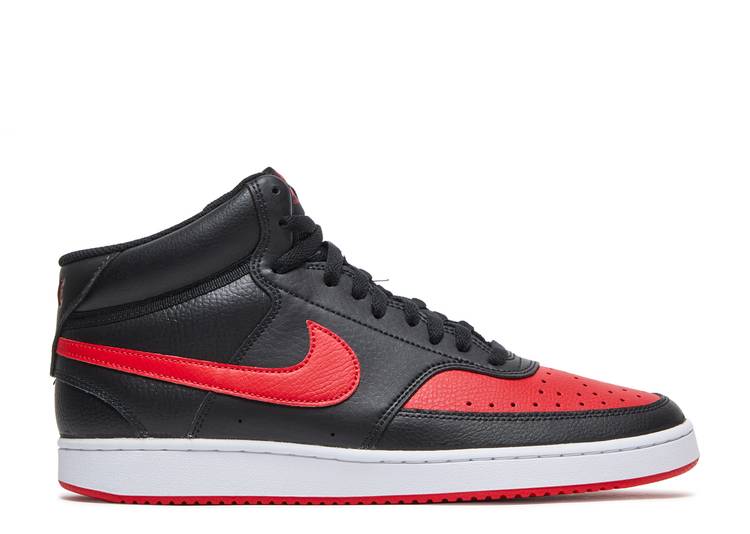 【 NIKE COURT VISION MID \u0027BRED\u0027 / BLACK UNIVERSITY RED WHITE 】 厚地の外套 ミッド 黒いこと 黒いこと 赤 赤いこと 白いこと 白いこと スニーカー メンズ ナイキ