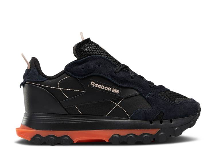 【 REEBOK CARDI B X WMNS CLASSIC LEATHER 'CORE BLACK FIERY ORANGE' / CORE BLACK FIERY ORANGE 】 リーボック クラシック レザー 黒色 ブラック コア 橙 オレンジ スニーカー レディース