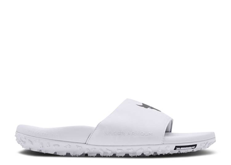 【 UNDER ARMOUR PROJECT ROCK SLIDES \u0027WHITE\u0027 / WHITE WHITE WHITE 】 白いこと 白いこと アンダーアーマー スニーカー メンズ