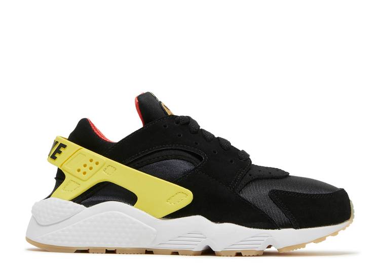 【 NIKE WMNS AIR HUARACHE GO THE EXTRA SMILE / BLACK WHITE TEAM ORANGE YELLOW 】 ハラチ 黒色 ブラック 白色 ホワイト チーム 橙 オレンジ 黄色 イエロー スニーカー レディース ナイキ