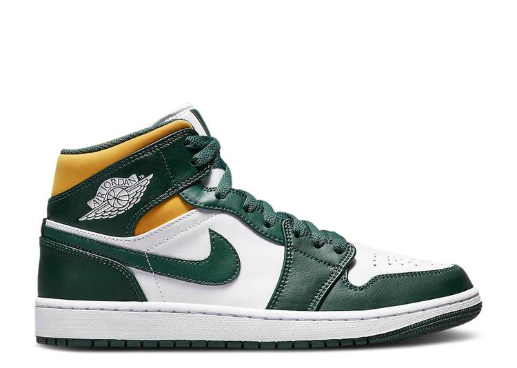 【 AIR JORDAN JORDAN 1 MID \u0027SONICS\u0027 / NOBLE GREEN POLLEN WHITE 】 ナイキ ミッド 緑 緑であること 白いこと 白いこと エアジョーダン スニーカー メンズ