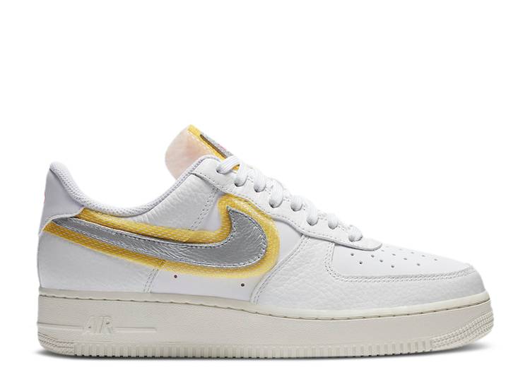 【 NIKE WMNS AIR FORCE 1 \u002707 LX \u0027WHITE METALLIC SILVER GOLD\u0027 / WHITE METALLIC SILVER UNIVERSITY 】 しろがね色 しろがね色 白いこと 白いこと 空軍 スニーカー レディース ナイキ
