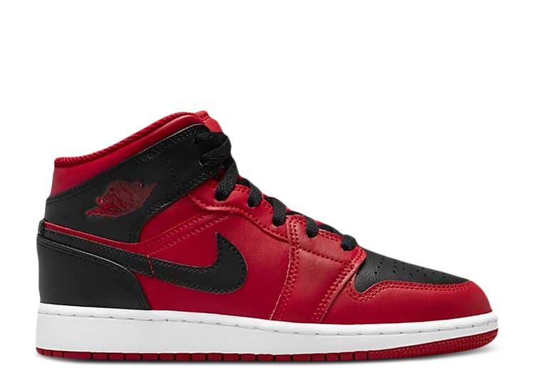 【 AIR JORDAN JORDAN 1 MID GS 'REVERSE BRED' / GYM RED BLACK WHITE 】 ナイキ ミッド 赤 レッド 黒色 ブラック 白色 ホワイト エアジョーダン ジュニア キッズ ベビー マタニティ スニーカー