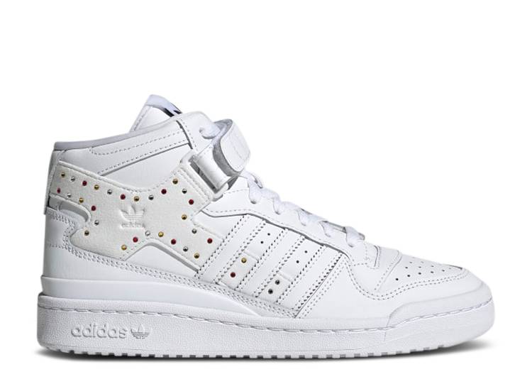 【 ADIDAS SWAROVSKI X WMNS FORUM MID \u0027WHITE BLACK\u0027 / CLOUD WHITE CLOUD WHITE CORE 】 アディダス 討論会 ミッド 白いこと 白いこと 中核グループ スニーカー レディース