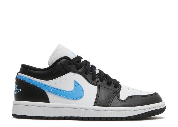 【 AIR JORDAN WMNS JORDAN 1 LOW \u0027BLACK UNIVERSITY BLUE\u0027 / BLACK WHITE UNIVERSITY BLUE 】 ナイキ 黒いこと 黒いこと 白いこと 白いこと 青碧 青碧 エアジョーダン スニーカー レディース