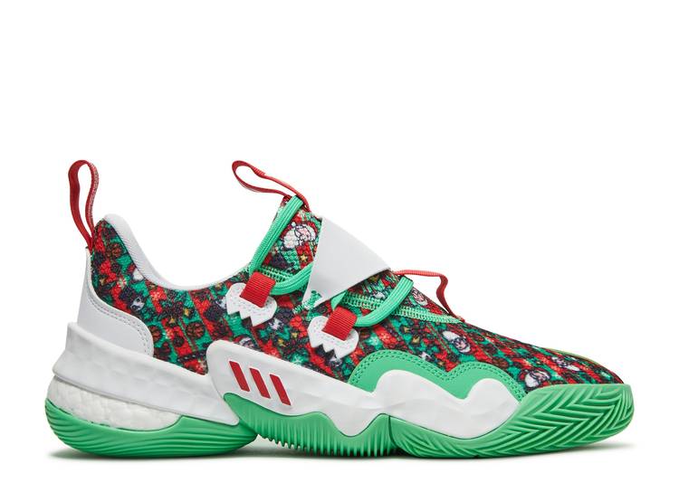 【 ADIDAS TRAE YOUNG 1 \u0027CHRISTMAS\u0027 / SCREAMING GREEN VIVID RED CLOUD 】 アディダス 緑 緑であること 赤 赤いこと スニーカー メンズ