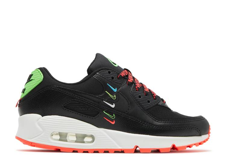 【 NIKE WMNS AIR MAX 90 SE \u0027WORLDWIDE PACK - BLACK FLASH\u0027 / BLACK FLASH CRIMSON GREEN STRIKE 】 マックス 黒いこと 黒いこと クリムゾン 緑 緑であること ストライク エア湖マックス スニーカー レディース ナイキ