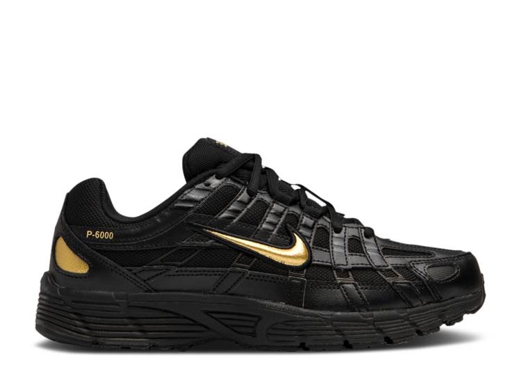 【 NIKE WMNS P-6000 ESSENTIAL \u0027BLACK METALLIC GOLD\u0027 / BLACK METALLIC GOLD OFF NOIR 】 黒いこと 黒いこと ゴールド スニーカー レディース ナイキ