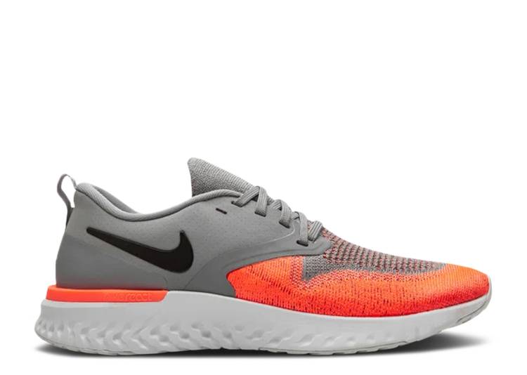 【 NIKE WMNS ODYSSEY REACT FLYKNIT 2 \u0027COOL GREY BRIGHT MANGO\u0027 / COOL GREY BLACK BRIGHT MANGO 】 リアクト 飛球編み物 薄墨色 薄墨色 冷やりとした 黒いこと 黒いこと スニーカー レディース ナイキ