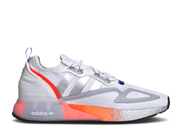 【 ADIDAS ZX 2K BOOST 'WHITE METALLIC SILVER' / CLOUD WHITE METALLIC SILVER GLOW 】 アディダス ブースト 白色 ホワイト 銀色 シルバー スニーカー メンズ