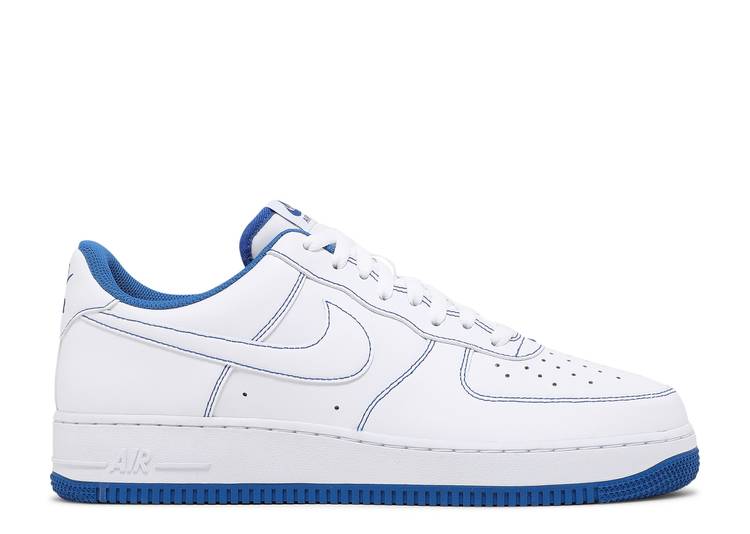 【 NIKE AIR FORCE 1 '07 'CONTRAST STITCH - WHITE GAME ROYAL' / WHITE WHITE GAME ROYAL 】 白色 ホワイト ゲーム エアフォース ゲームロイヤル 青 ブルー' ブルー スニーカー メンズ ナイキ