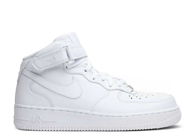 【 NIKE WMNS AIR FORCE 1 MID 07 LEATHER 'TRIPLE WHITE' / WHITE WHITE 】 ミッド レザー 白色 ホワイト エアフォース スニーカー レディース ナイキ｜スニケス
